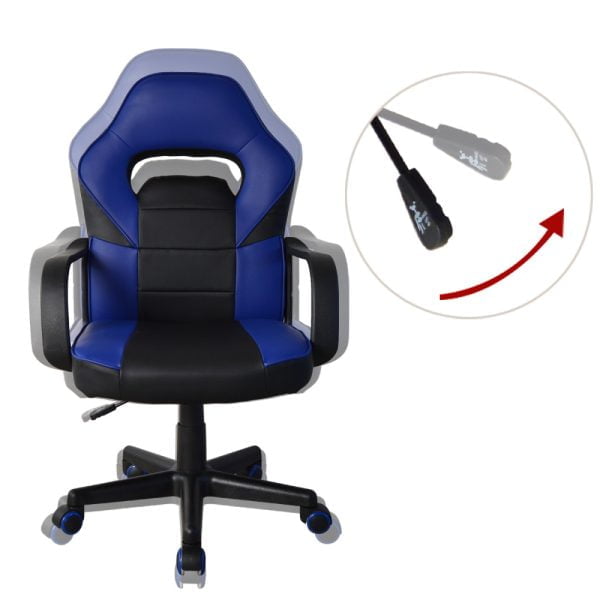 Chaise gaming Thomas junior - chaise de bureau style gaming racing - réglable en hauteur - bleu noir - VDD World