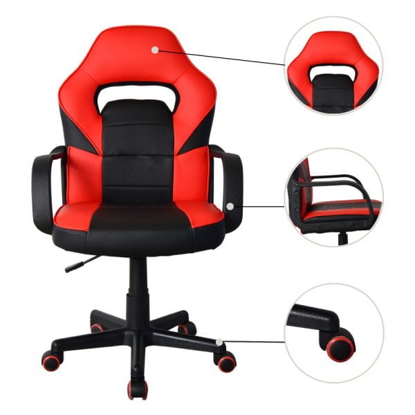 Chaise gaming Thomas junior - chaise de bureau style gaming - réglable en hauteur - rouge noir - VDD World