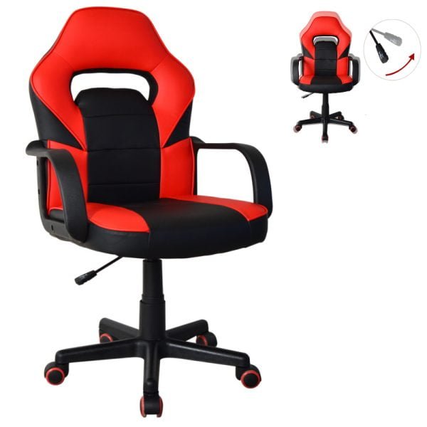 Chaise gaming Thomas junior - chaise de bureau style gaming - réglable en hauteur - rouge noir - VDD World