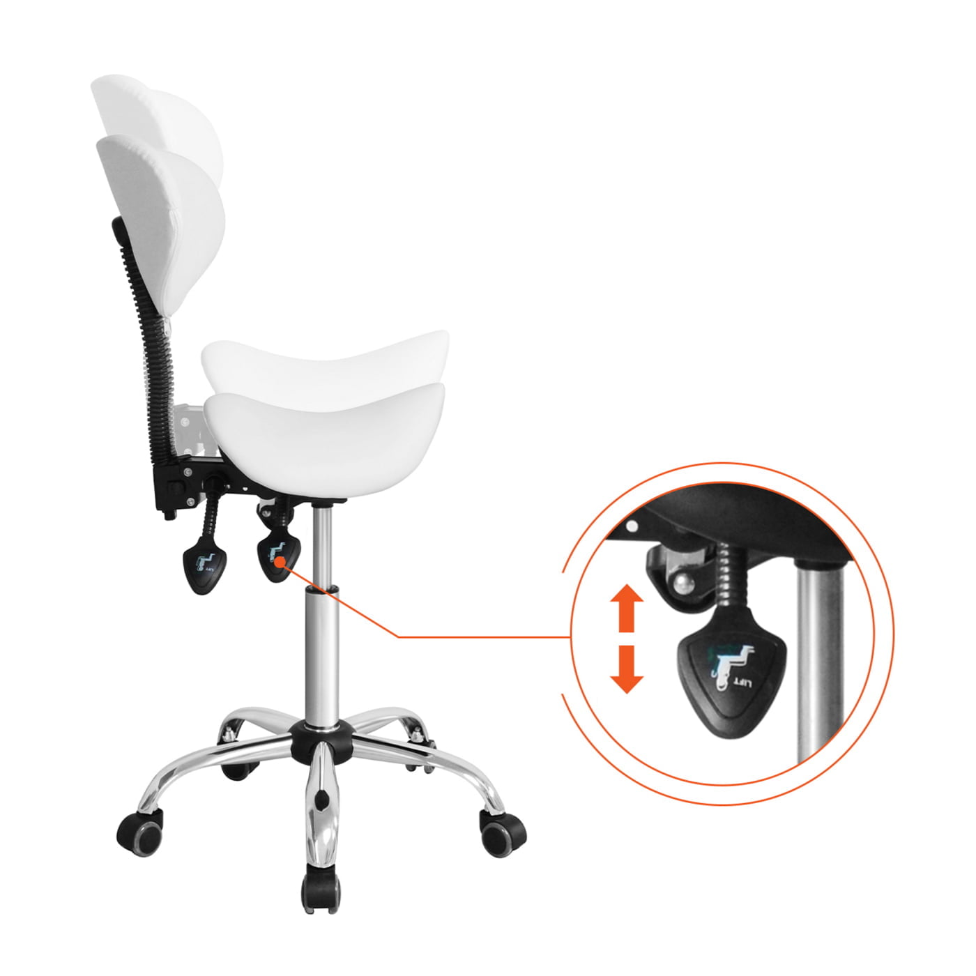 VDD Tabouret de selle ergonomique - tabouret de barbier - tabouret - réglable en hauteur - dossier i - VDD World VDD Tabouret de selle ergonomique - tabouret de barbier - tabouret - réglable en hauteur - dossier i - VDD World