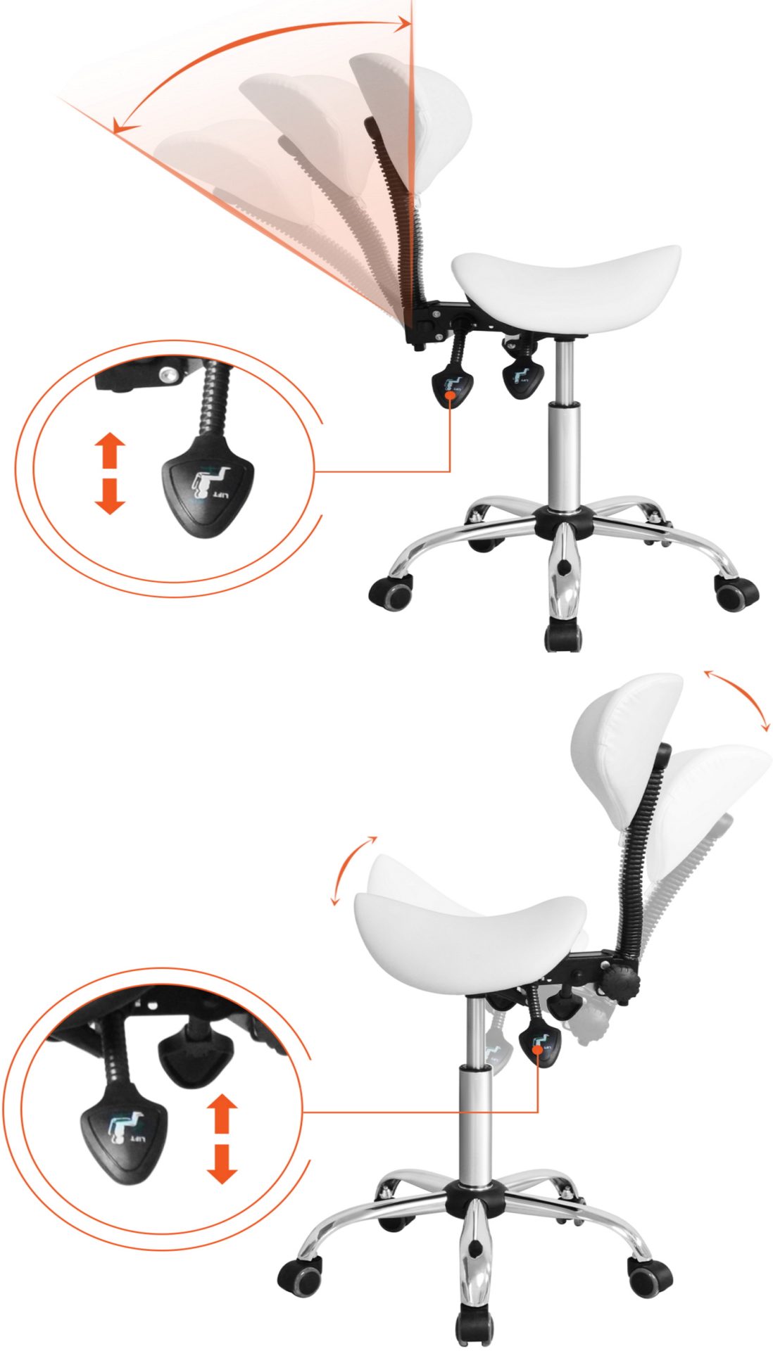 VDD Tabouret de selle ergonomique - tabouret de barbier - tabouret - réglable en hauteur - dossier i - VDD World VDD Tabouret de selle ergonomique - tabouret de barbier - tabouret - réglable en hauteur - dossier i - VDD World