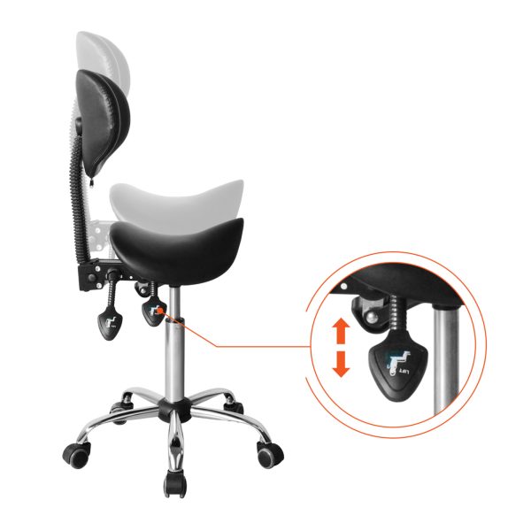 Tabouret selle ergonomique - tabouret de coiffure - tabouret de bar - hauteur réglable - dossier inc - VDD World