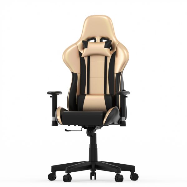 Chaise de jeu GoldGamer deluxe - chaise de bureau - chaise de jeu de course - or noir - VDD World
