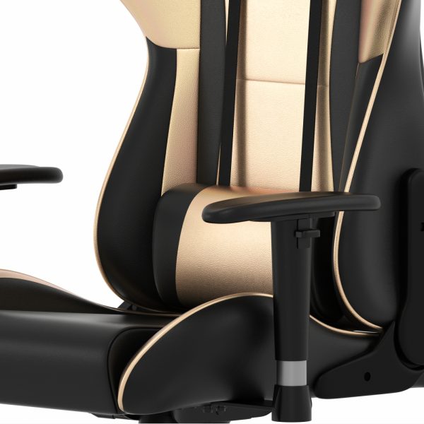 Chaise de jeu GoldGamer deluxe - chaise de bureau - chaise de jeu de course - or noir - VDD World