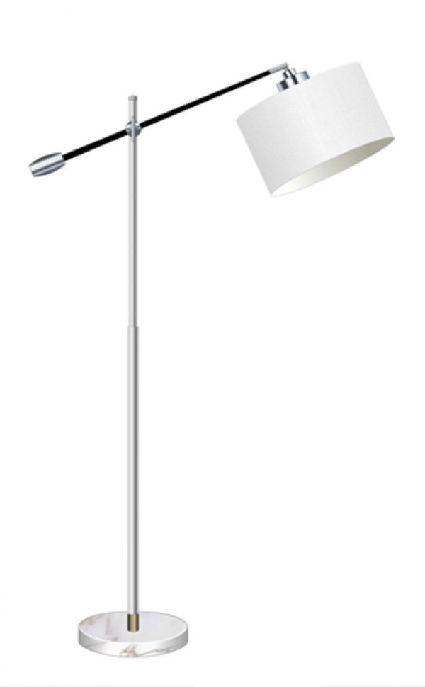 Lampadaire sur pied lampe à arc réglable abat-jour crème blanc argenté - VDD World