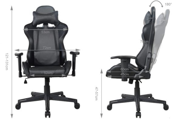 Chaise de bureau chaise gaming Thomas - chaise style gaming racing - ergonomique - design noir - VDD World