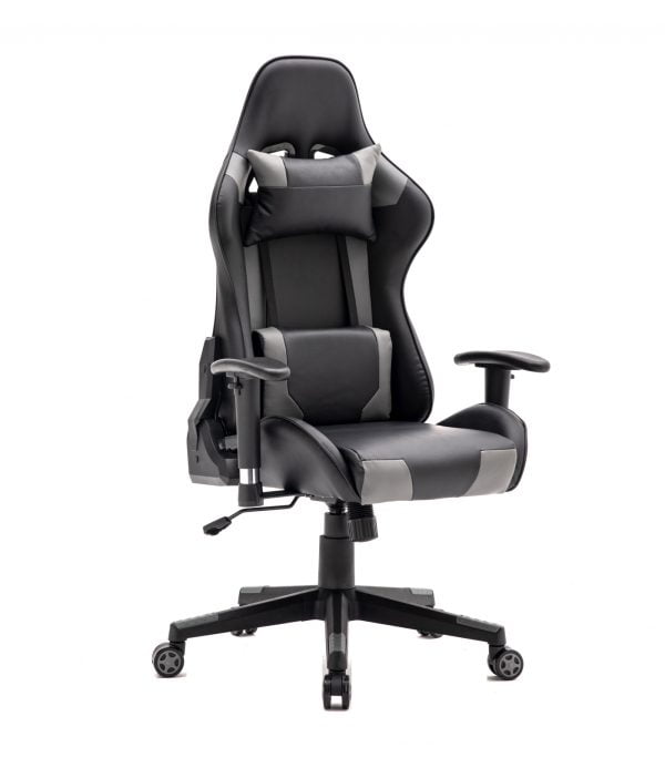 Chaise gaming Thomas - chaise de bureau racing style gaming - gris noir - VDD World