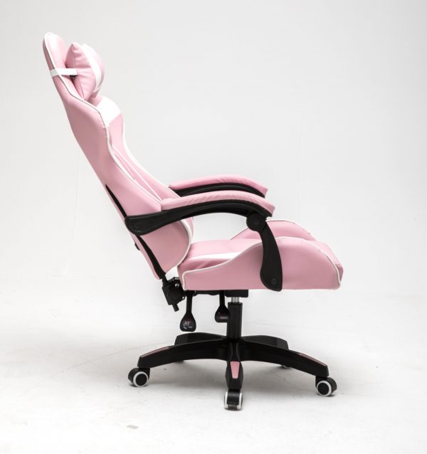 Chaise de jeu Cyclone ados - chaise de bureau - chaise de jeu de course - rose blanc - VDD World