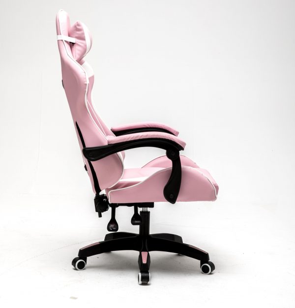 Chaise de jeu Cyclone ados - chaise de bureau - chaise de jeu de course - rose blanc - VDD World