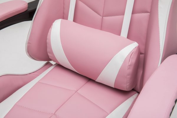 Chaise de jeu Cyclone ados - chaise de bureau - chaise de jeu de course - rose blanc - VDD World