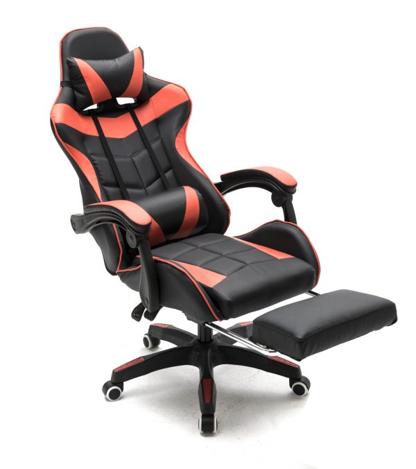 Chaise de jeu avec repose-pieds Cyclone pour adolescents - chaise de bureau - chaise de jeu de cours - VDD World