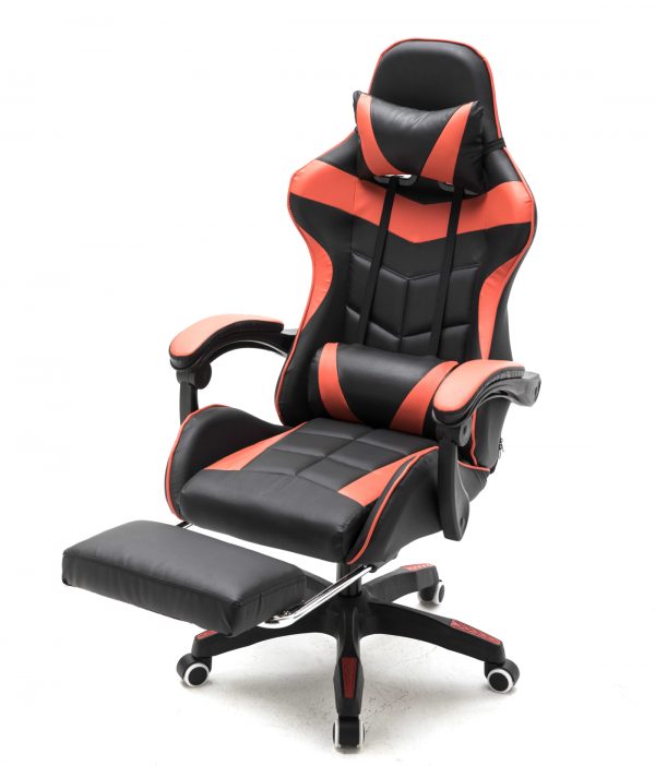 Chaise de jeu avec repose-pieds Cyclone pour adolescents - chaise de bureau - chaise de jeu de cours - VDD World