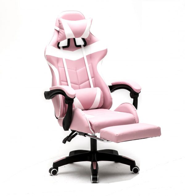 Chaise gaming avec repose pieds Cyclone adolescents - chaise de bureau - chaise gamer racing - blanc - VDD World
