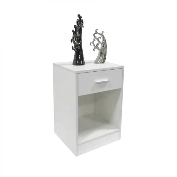 Table de chevet meuble d'entrée avec tiroir compartiment de rangement ouvert 60 cm de haut blanc - VDD World