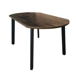 Table basse - métal bois - 90 x 50 cm - blanc marron clair - VDD World