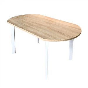 Table basse - métal bois - 90 x 50 cm - blanc marron clair
