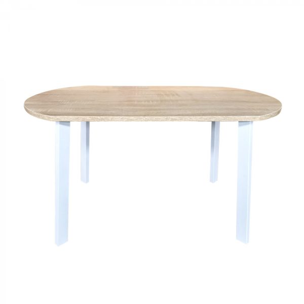 Table basse - métal bois - 90 x 50 cm - blanc marron clair - VDD World
