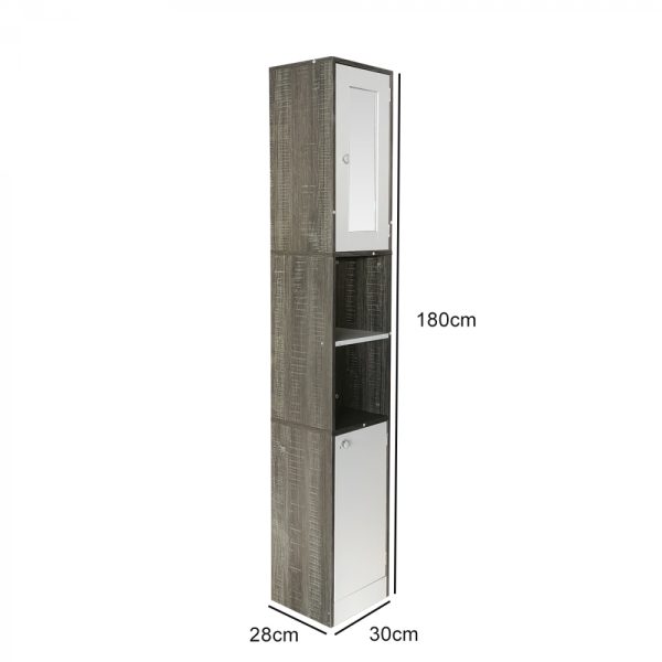 Meuble colonne salle de bain - meuble de rangement salle de bain ou couloir - avec miroir - VDD World