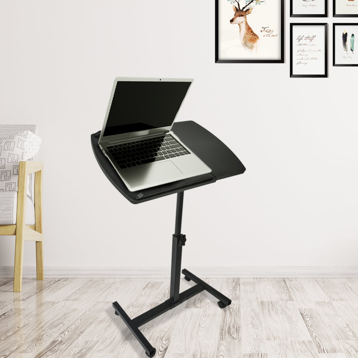 Support pour ordinateur portable - roulettes mobiles - réglable en hauteur - noir - VDD World Support pour ordinateur portable - roulettes mobiles - réglable en hauteur - noir - VDD World