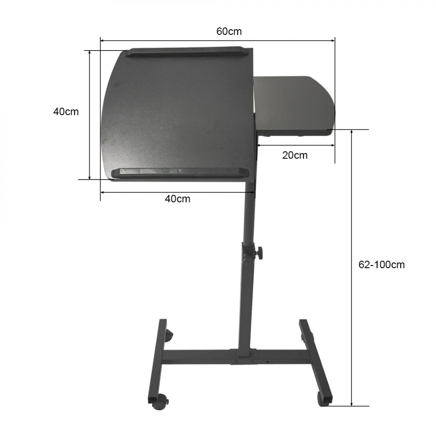 Support pour ordinateur portable - roulettes mobiles - réglable en hauteur - noir - VDD World Support pour ordinateur portable - roulettes mobiles - réglable en hauteur - noir - VDD World