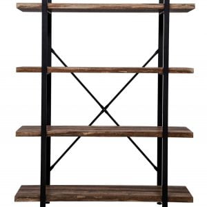 Armoire murale Bibliothèque ouverte design industriel en bois robuste 140 cm de hauteur noir