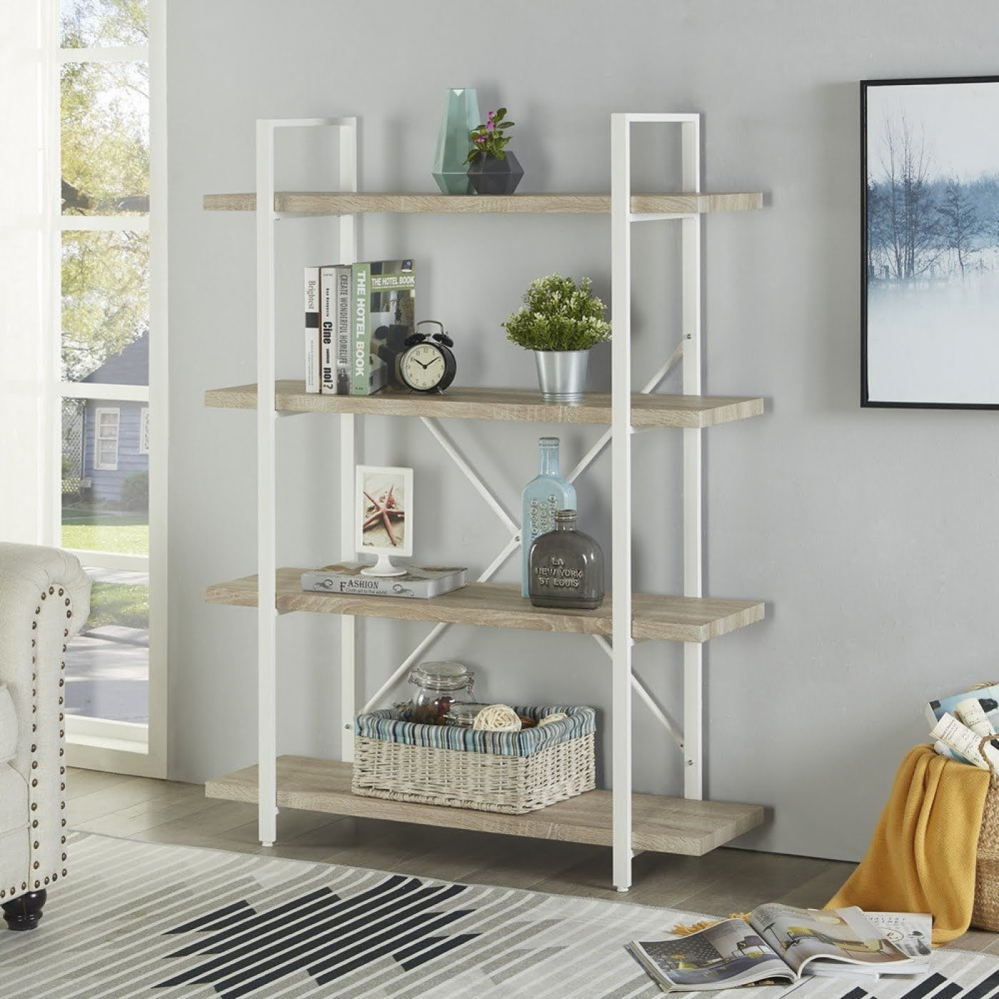 Armoire murale Tough métal bois design industriel bibliothèque ouverte 140 cm haut blanc - VDD World Armoire murale Tough métal bois design industriel bibliothèque ouverte 140 cm haut blanc - VDD World