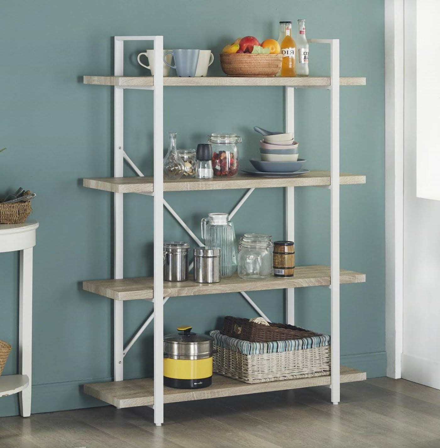 Armoire murale Tough métal bois design industriel bibliothèque ouverte 140 cm haut blanc - VDD World Armoire murale Tough métal bois design industriel bibliothèque ouverte 140 cm haut blanc - VDD World