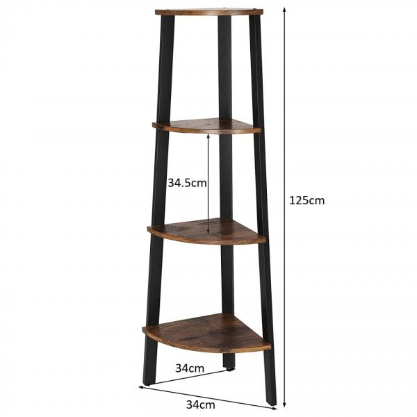Armoire d'angle Bibliothèque design industriel en métal robuste 125 cm de hauteur noir - VDD World