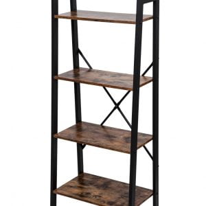 Armoire murale Bibliothèque ouverte design industriel en bois robuste métal 137 cm haut noir