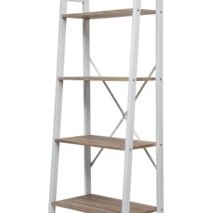 Armoire murale Tough métal design industriel bois bibliothèque ouverte 137 cm haut blanc