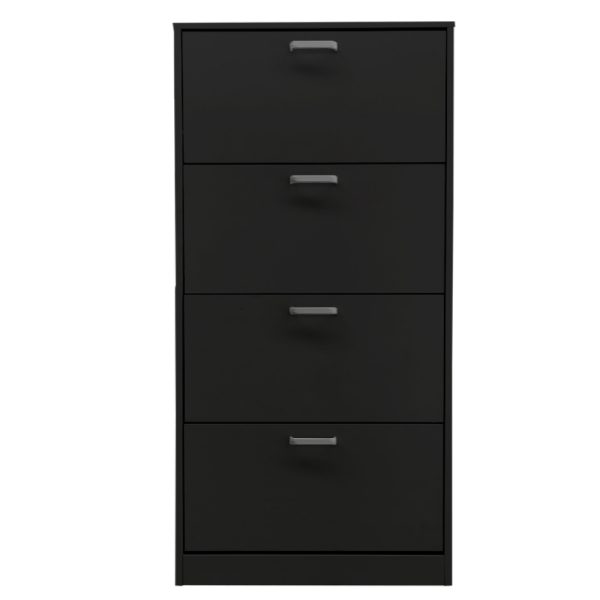 Meuble à chaussures - étagère à chaussures - 4 compartiments avec portes abattantes - noir - VDD World