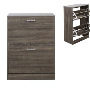 Meuble à chaussures - étagère à chaussures - 2 compartiments - marron foncé
