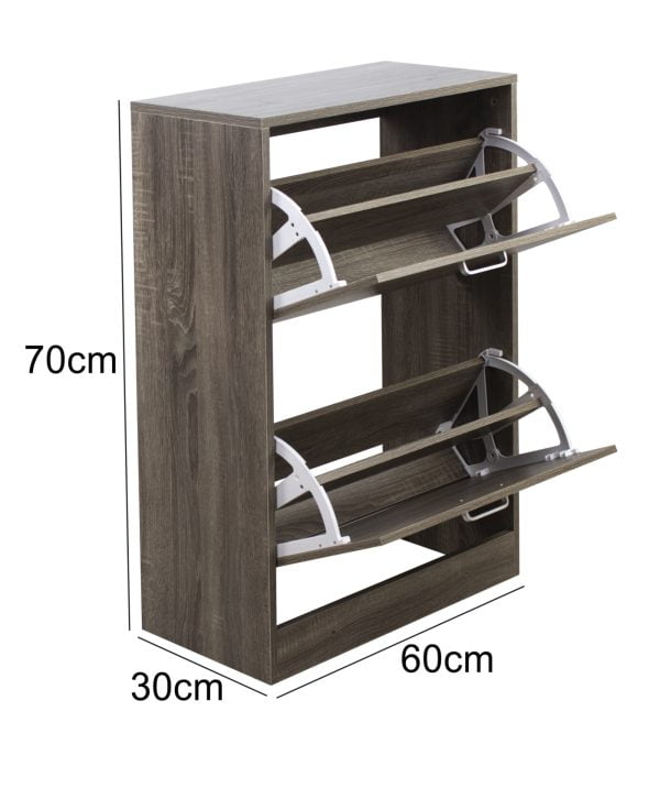 Meuble à chaussures - étagère à chaussures - 2 compartiments - marron foncé - VDD World