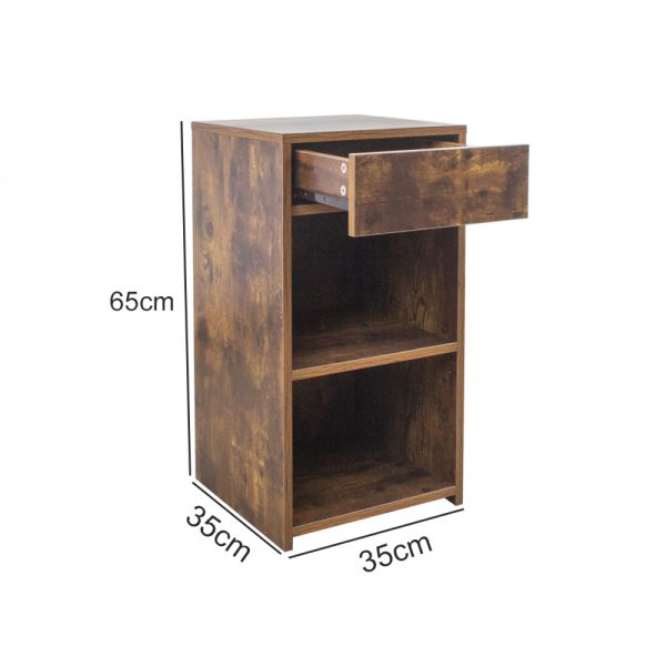 Table de chevet - table d'entrée - hauteur 65 cm - couleur noyer brun vintage - VDD World