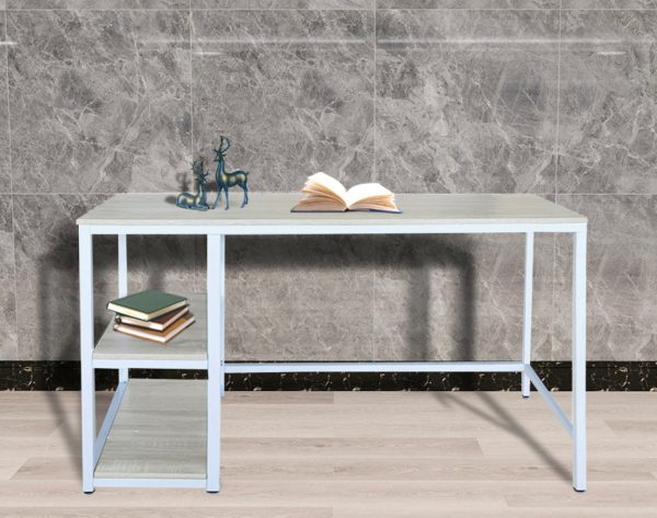 Desk Stoer - table d'ordinateur - design industriel - avec rangement - blanc marron - VDD World