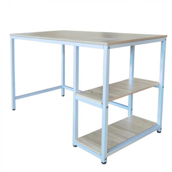 Desk Stoer - table d'ordinateur - design industriel - avec rangement - blanc marron - VDD World
