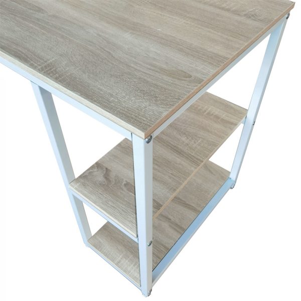 Desk Stoer - table d'ordinateur - design industriel - avec rangement - blanc marron - VDD World