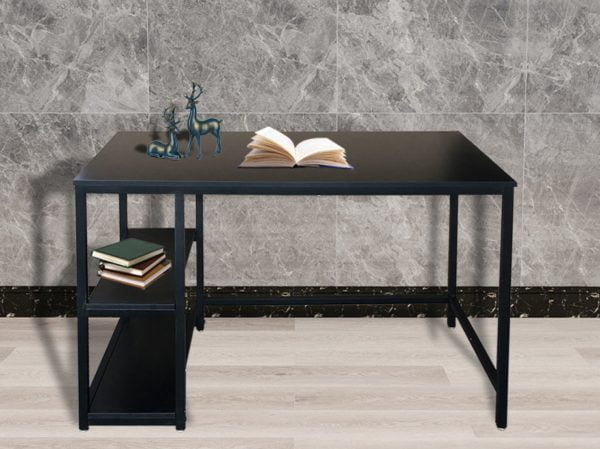 Desk Stoer - table d'ordinateur - design industriel - avec étagères de rangement - noir - VDD World
