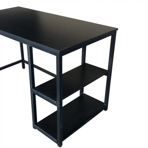 Desk Stoer - table d'ordinateur - design industriel - avec étagères de rangement - noir - VDD World