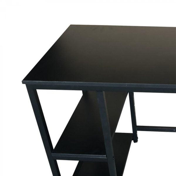 Desk Stoer - table d'ordinateur - design industriel - avec étagères de rangement - noir - VDD World