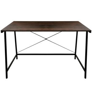 Bureau table ordinateur portable Tough - vintage industriel - métal noir bois marron