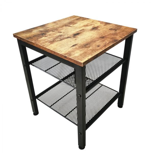Table d'appoint table basse Tough vintage industriel - métal noir bois marron - VDD World