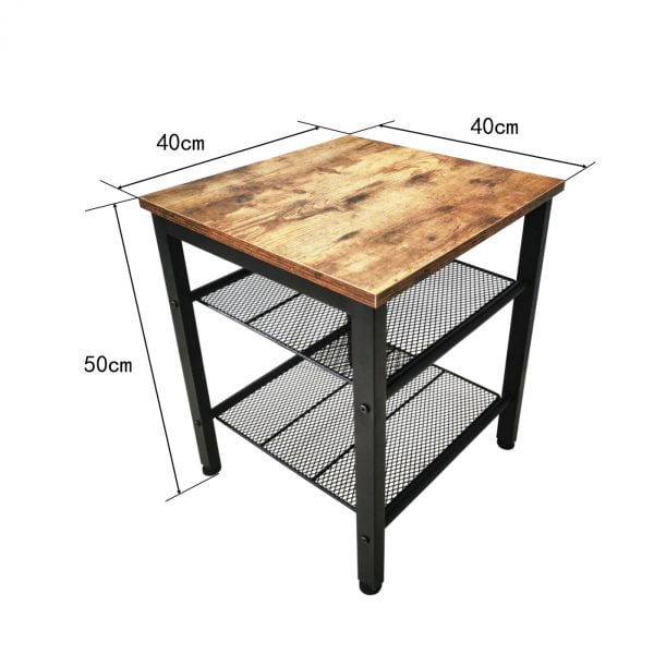 Table d'appoint table basse Tough vintage industriel - métal noir bois marron - VDD World