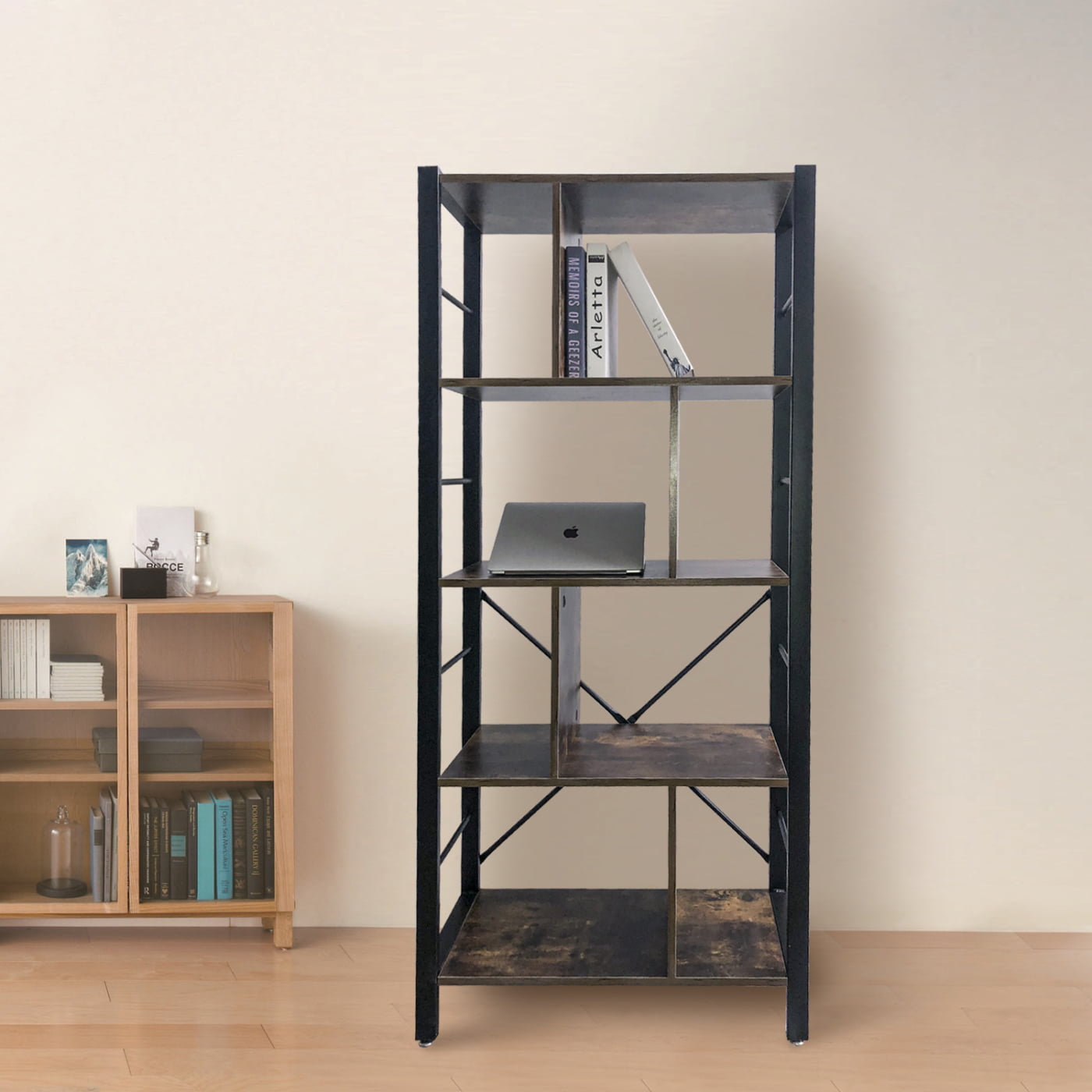 Armoire murale bibliothèque Design industriel robuste métal bois 154 cm de haut - VDD World Armoire murale bibliothèque Design industriel robuste métal bois 154 cm de haut - VDD World