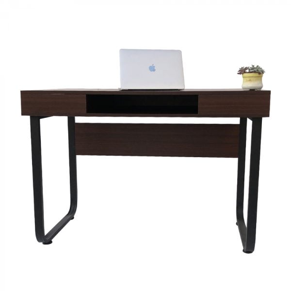 Bureau table ordinateur Tough - table d'appoint - vintage industriel - métal noir bois marron - VDD World