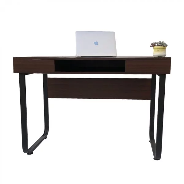 Bureau table ordinateur Tough - table d'appoint - vintage industriel - métal noir bois marron - VDD World
