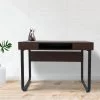 Bureau table ordinateur Tough - table d'appoint - vintage industriel - métal noir bois marron – Image 2