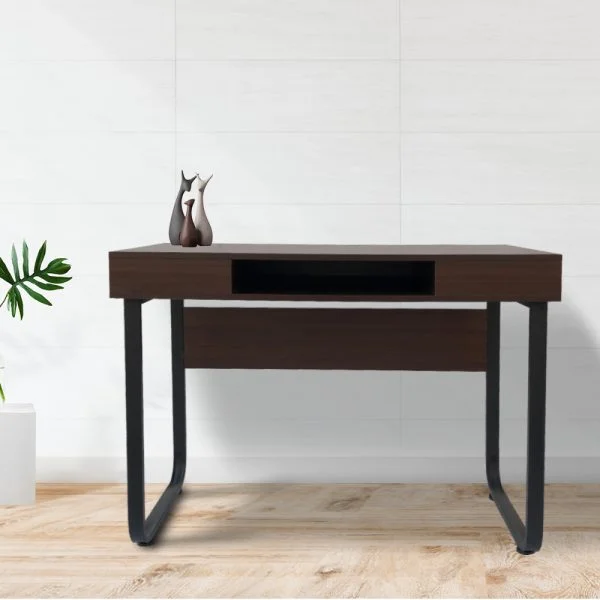Bureau table ordinateur Tough - table d'appoint - vintage industriel - métal noir bois marron - VDD World