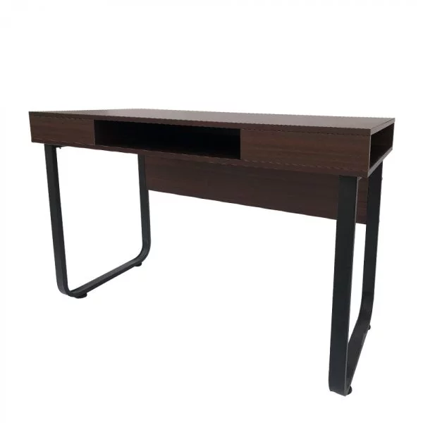 Bureau table ordinateur Tough - table d'appoint - vintage industriel - métal noir bois marron - VDD World