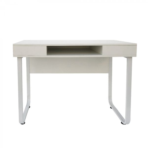 Bureau table ordinateur Tough - table d'appoint - design moderne industriel - métal bois - blanc - VDD World